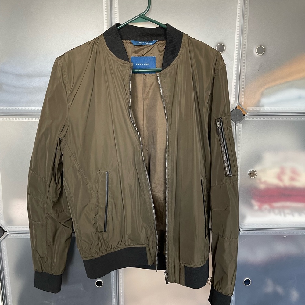 Zara Olive Bomber Jacket